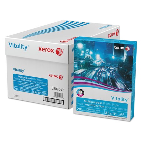 XEROX Vitality Multipurpose Print Paper, 92 Bright, 20lb, 8.5x11, Wt, PK5000 3R02047